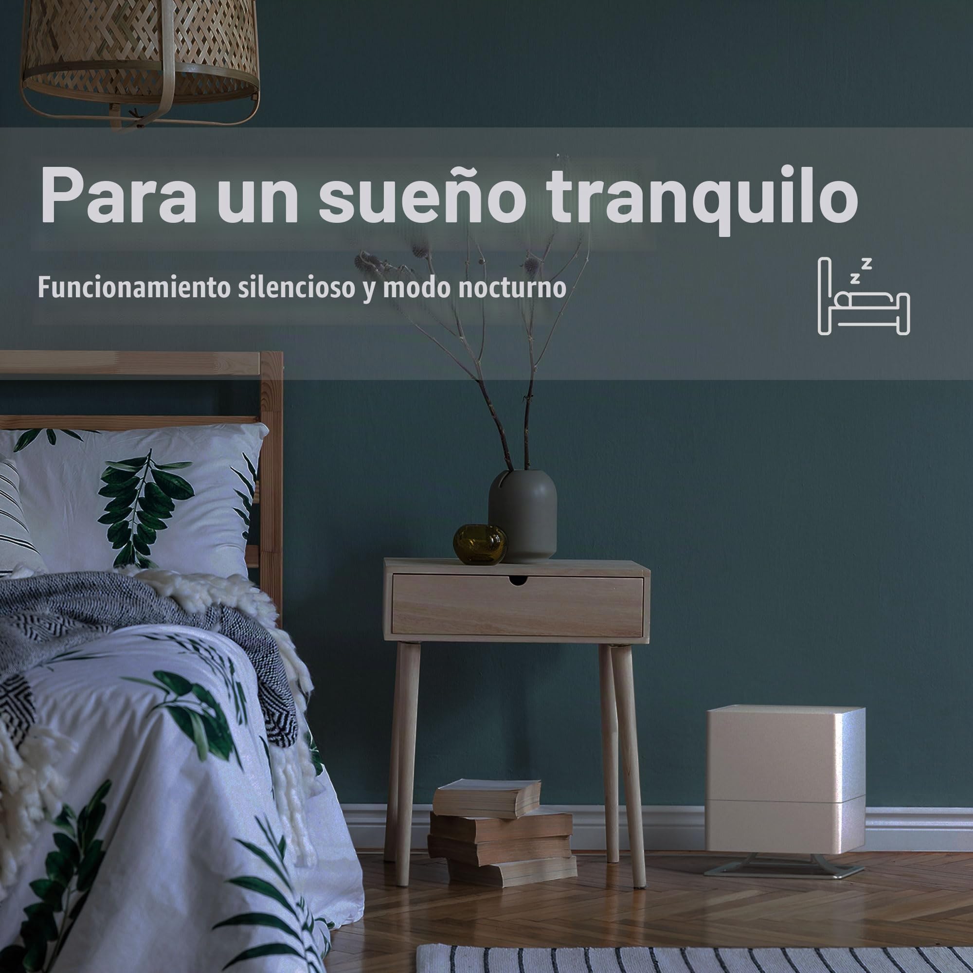 Stadler Form Humidificador Oskar, humidificador de ambiente de bajo consumo para habitaciones de hasta 50 m²/125 m³, evaporador con apagado automático, LED regulables, muy silencioso, blanco