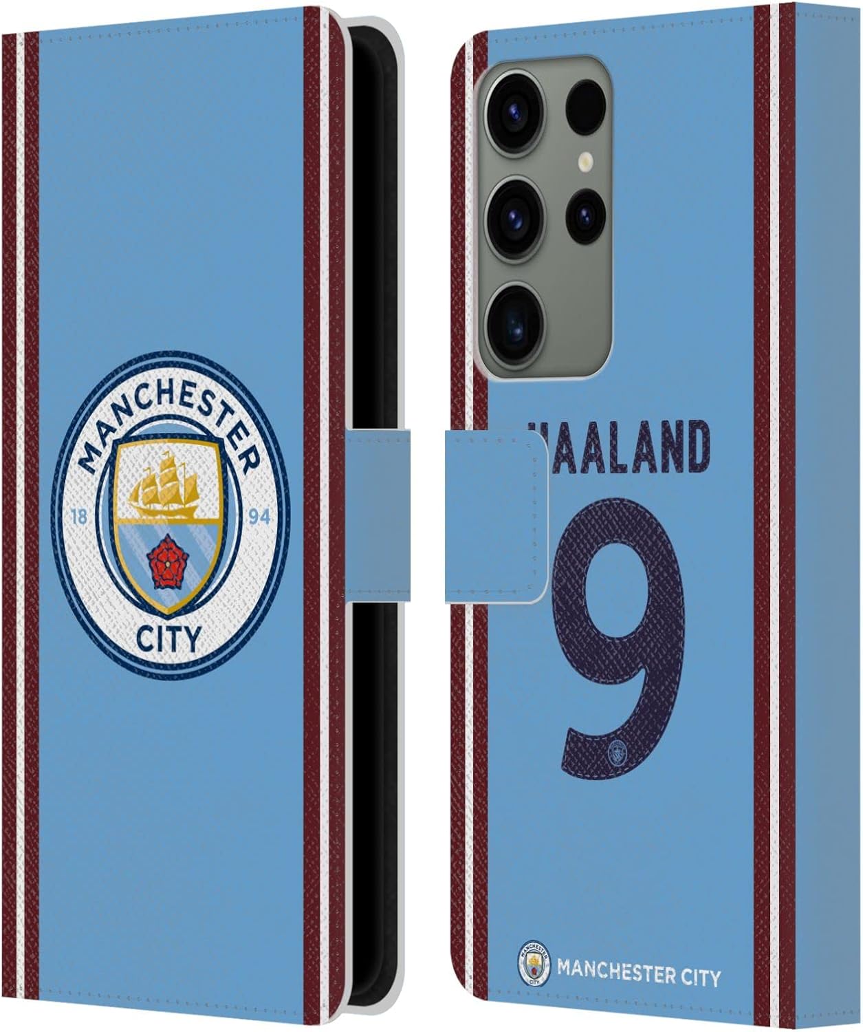 Head Case Designs Officially Licensed Manchester City Man City FC Jack Grealish 2022/23 Players Home Kit Leather Wallet Case Compatible with Samsung Galaxy S23 Ultra 5G