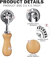 Vista 2 de Cortador de rueda de pastelería – Rueda cortadora de pasta – Rueda de corte de pizza para ravioles de masa para uso doméstico y cocina, 1.3 pulgadas