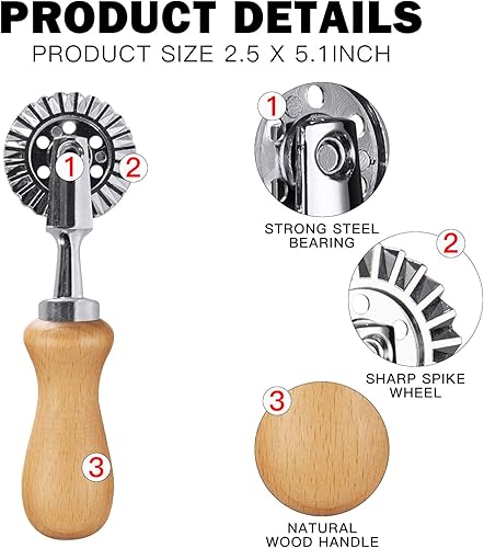 Miniatura 3 de Rueda cortadora de pastelería  Rueda cortadora de pasta  Rueda cortadora de pizza de ravioli de masa para el hogar y la cocina, 1.3 pulgadas