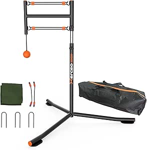 Xerceo Youth Baseball Swing Trainer, Adjustable Height Batting Trainer with Auto Reset, High-Density Feedback Ball, Easy Setup Baseball Training Equipment for Kids Backyard Hitting Practice