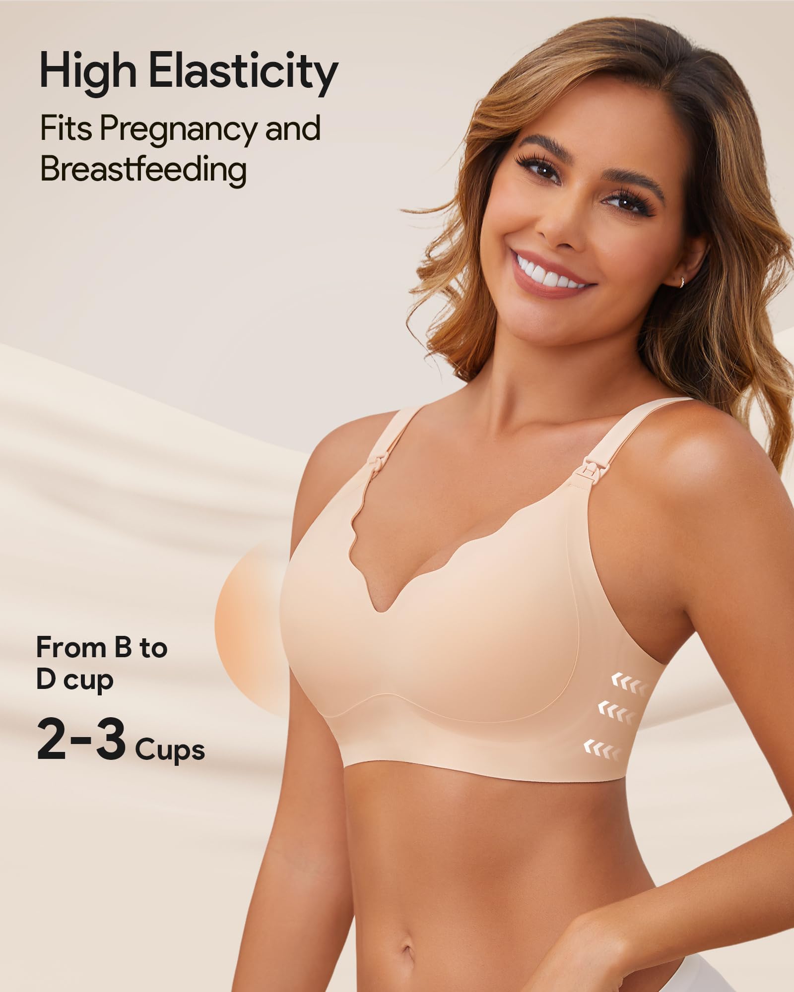 HBselect Reggiseno Allattamento Comfort Premaman Senza Cuciture Reggiseno Ondato Senza Fili Supporto Gravidanza Lift Sleep Bralette con Estensione Extra del Reggiseni per Le Donne