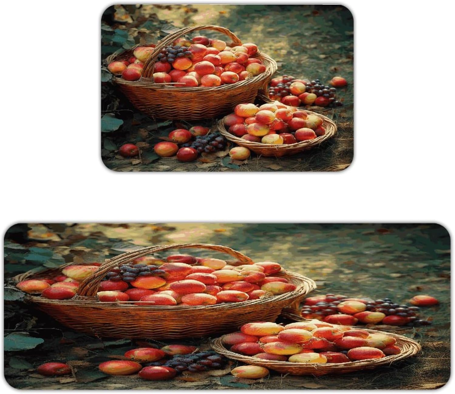 Fruit Harvest Kitchen Mats with 2PCS Non-Slip Washable,Kitchen Rug Heavy Duty Durable, Floor Mats for Kitchen,Office,Sink,Laundry