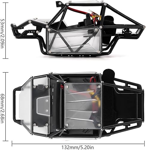 Miniatura 4 de INJORA Rock Buggy - Kit de chasis de nailon para SCX24 C10 JLU Bronco Axial 124 RC Crawler piezas de actualización de coche transparente