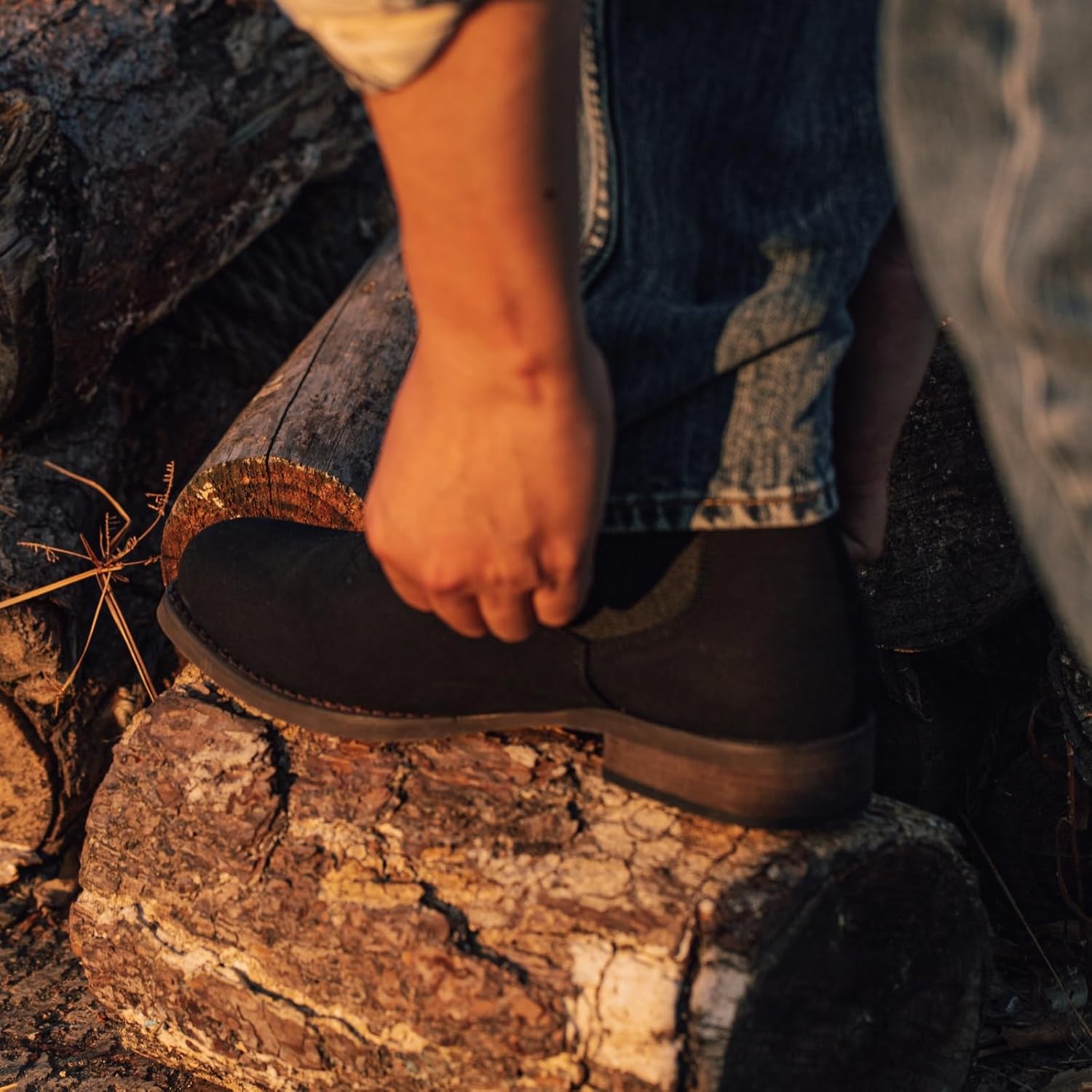 J's.o.l.e Western Cowboy Boots for Men Square Toe Stylish Ankle Chelsea Boots - Image 2
