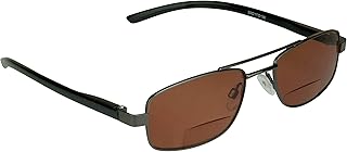proSPORT Square Aviator +2.50 Bifocal Sunglasses Gunmetal Frame with Highl Definition HD Blue Light Blocking Lenses.
