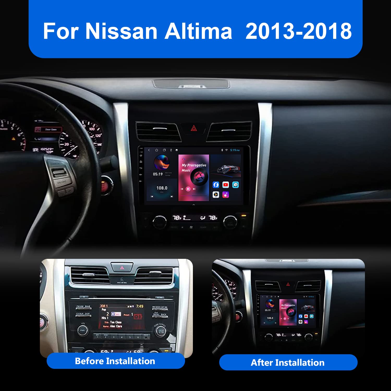 Andriod 12 Car Stereo 2G+32G for Nissan Altima 20132018 with Wireless