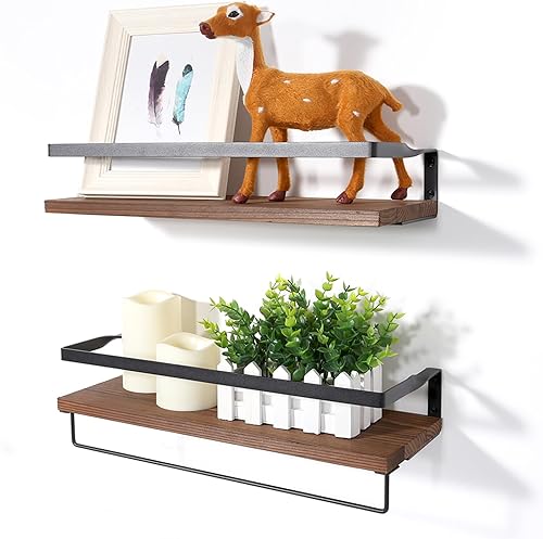 himaly Estantes flotantes, estante de baño montado en la pared con toallero, estantes flotantes de pared para baño, cocina, dormitorio, sala de