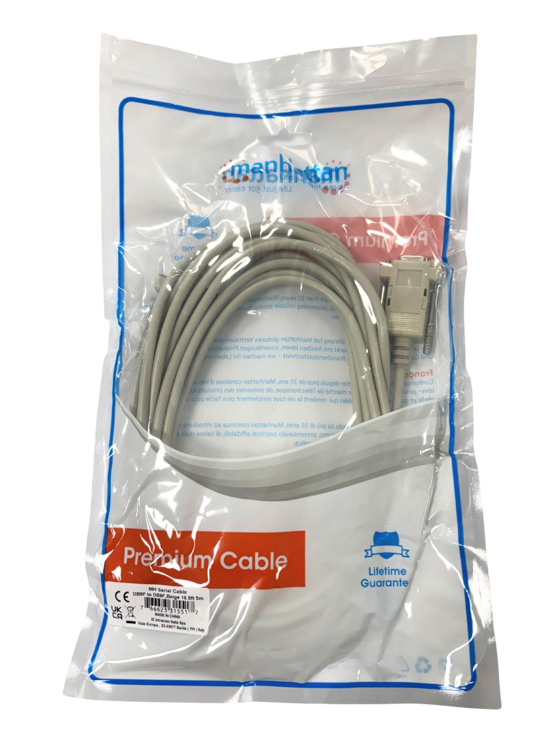 MANHATTAN ICOC 036-NM-5 - Cavo Pc/Pc Null Modem Cavo AT, AT cross over DB 9p. F/F 5 m