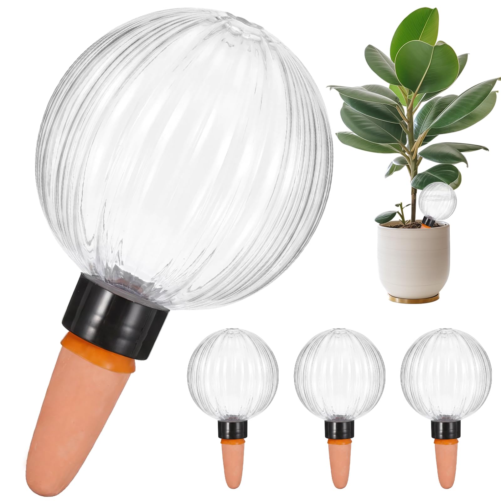 4 Pack Plant Watering Globes 500ML Self Watering System Plants SpikeTransparent Plant Waterer Devices Vacation Automatic Plants Waterer Bulbs for Indoor Outdoor Flower Pot Succulents(Petal)