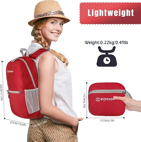 Miniatura 2 de ZOMAKE Mochila ultra ligera y compactable Mochila de senderismo resistente al agua, Mochila pequeña Mochila de camping al aire libre plegable y