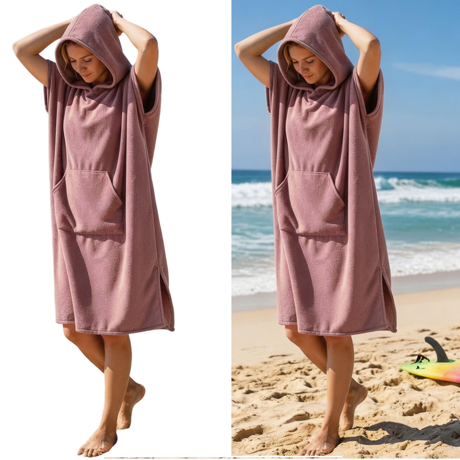 Sanft saugfähiger Wassersport Body Poncho für Strand, Schwimmen, Camping und Spielen, groß, 110 cm, schnell trocknender Strandponcho