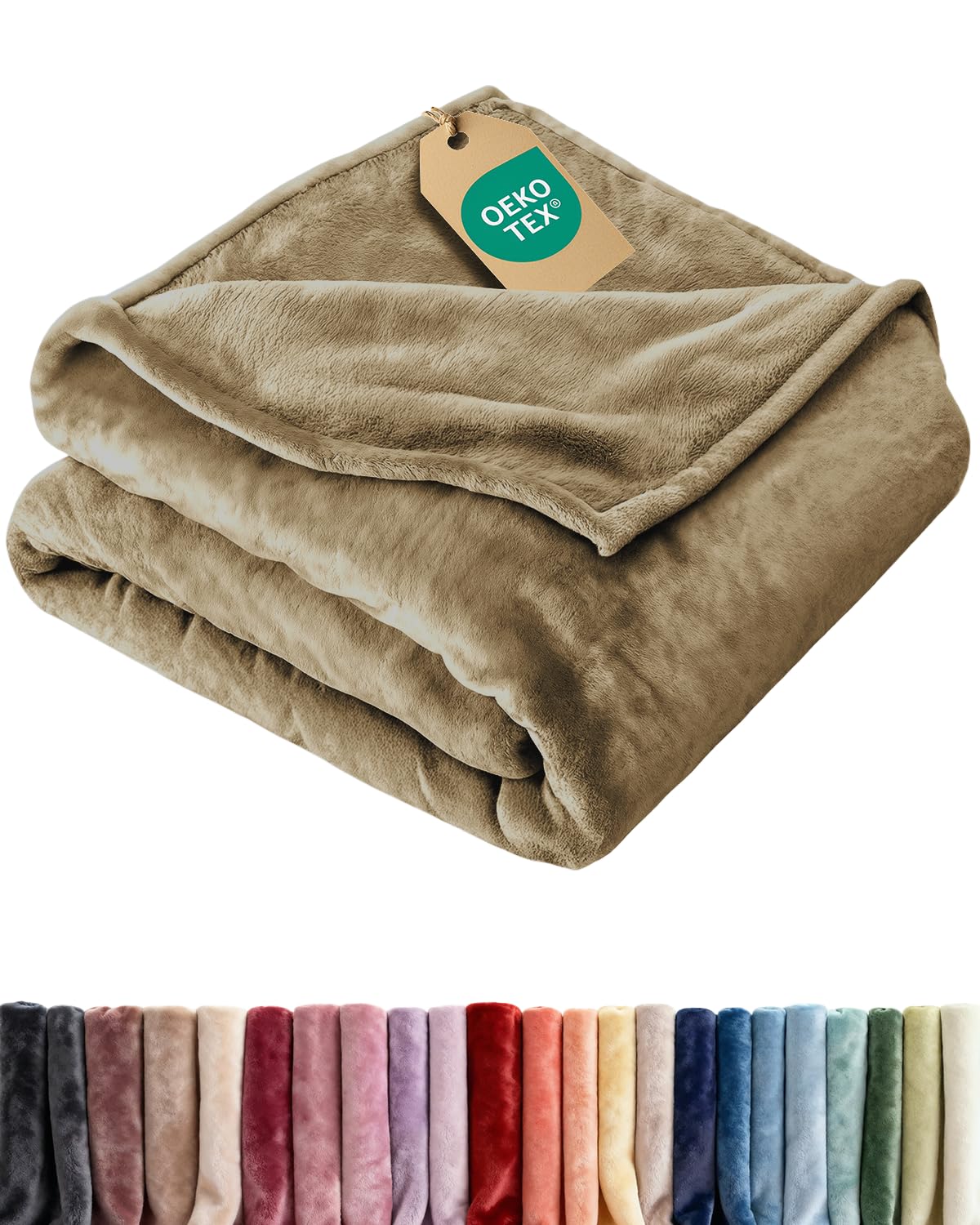 Fleece Blanket Throw XL Size - Ultra-Soft Flannel Fleece Blanket - Camel