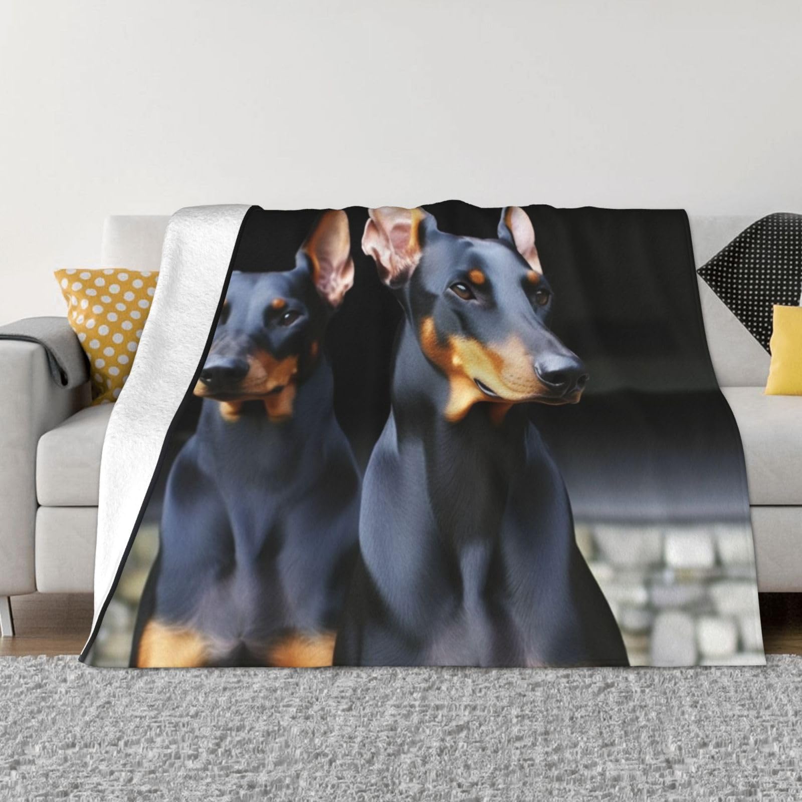 FodPand Doberman Fleece Blanket 40"x30" Lightweight Warm Throw Blanket for Bed Couch Cozy Air Conditioning Quilt All Seasons Decorative Fuzzy Blankets Gifts for Women Men