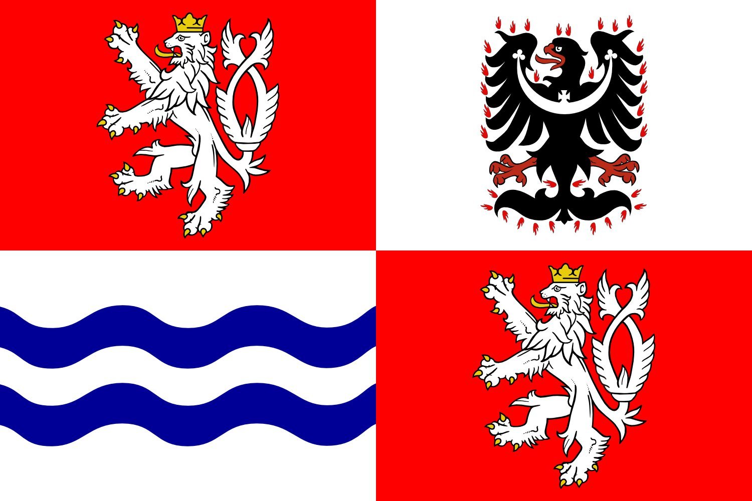 Drapeau Large Région de Bohême centrale pour Décoration Extérieure et Fêtes
