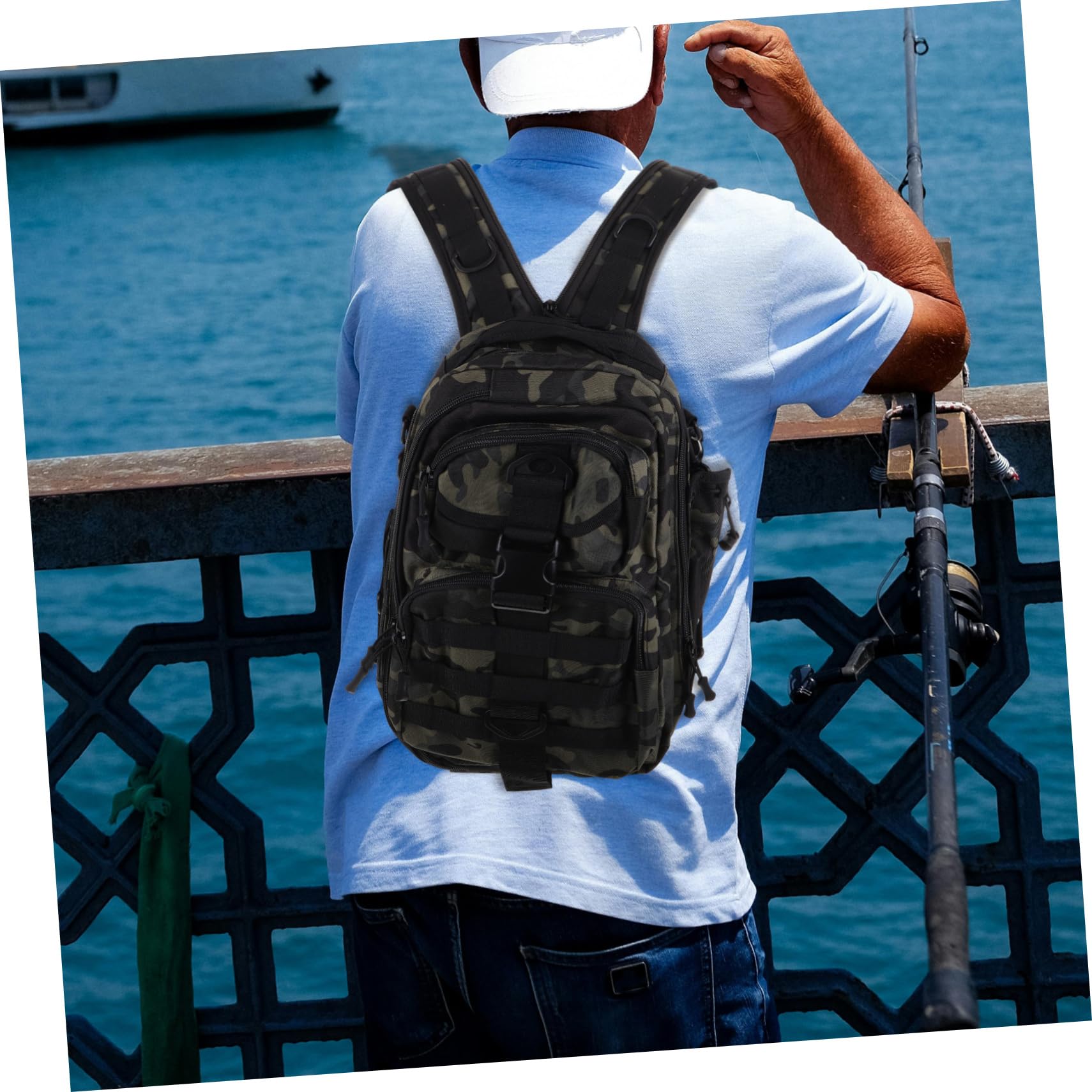 Abaodam Angeltasche für Herren Tragbarer Tackle-rucksack Wasserdichtes Design für Angeln und Wandern Großes Fassungsvermögen für Ausrüstung und Outdoor-bekleidung Robust aus Polyester
