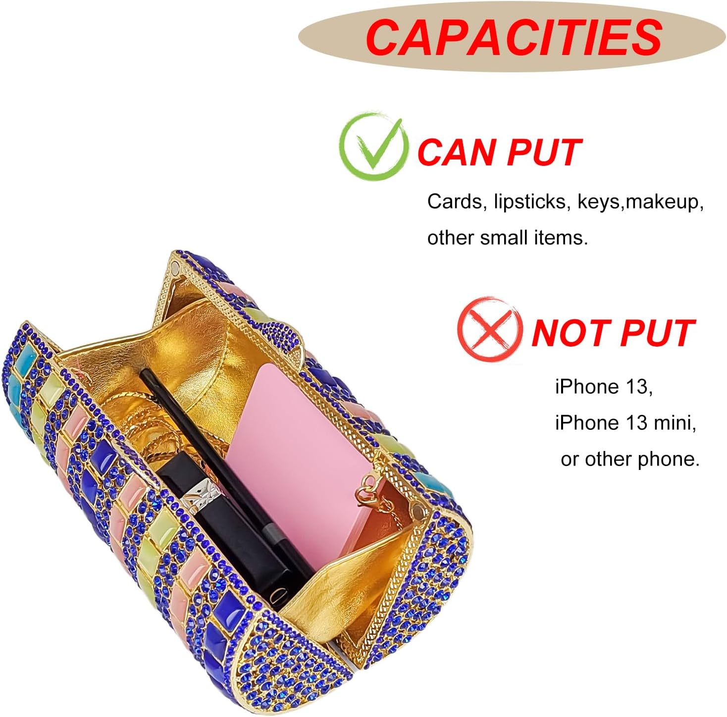 Unique Colorful Mica Chip Cylindrical Evening Bag Elegant Women Crystal Clutch Purse Wedding Party Bag