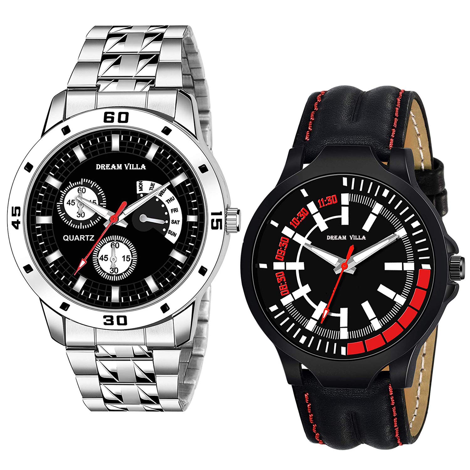 DREAM VILLA Analog Black Dial Casual Pack of 2 Wrist Watches for Boy and Men Watch (B08BG5H1VK) Amazon Price History, Amazon Price Tracker