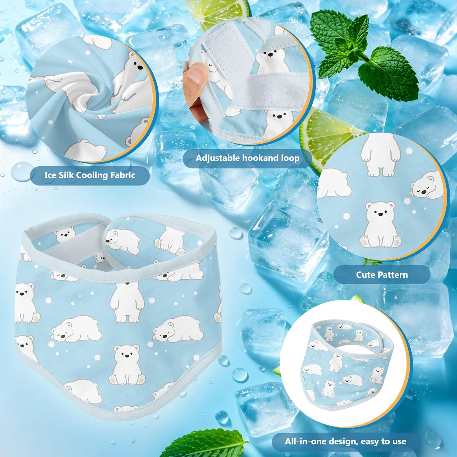 Dog Cooling Bandana 2 Pack, Polar Bear Cooling Collar Scarf for Medium Dogs image 4