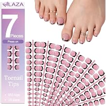 Laza 252pcs Toe Nail Tips Press on for Women, Full Cover Pink Black Fake Toe Nails Acrylic Press on Toenails Short Square Long Lasting Salon French Toe nails Tips in 18 Sizes Soft Gel for Toenail Art