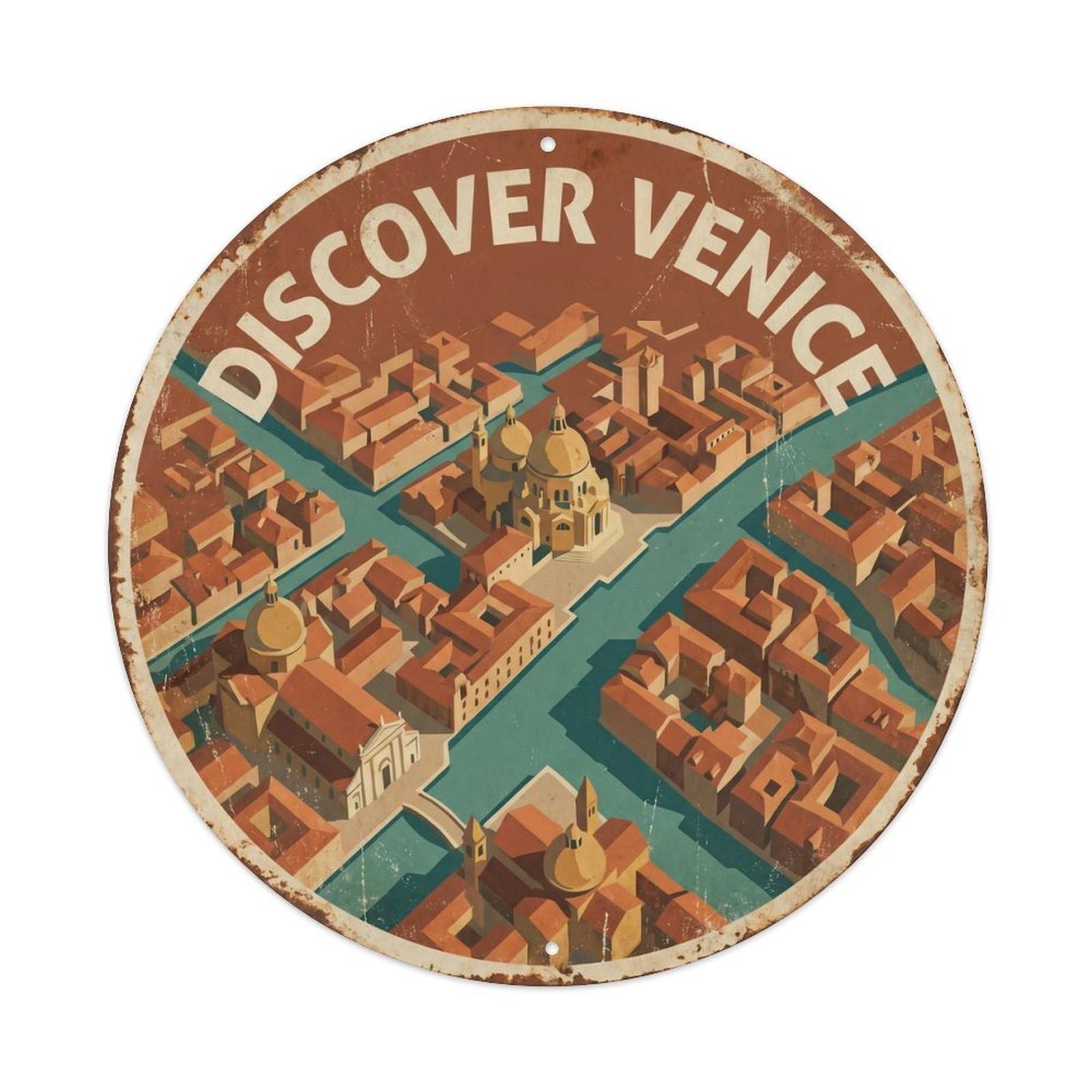 Vintage Travel Italy Waterway Adventure Metal Tin Sign