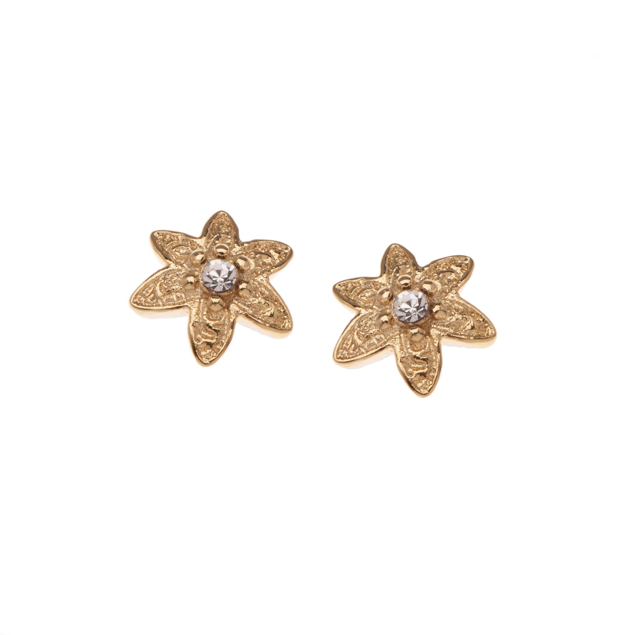Gold Crystal Flower Studs