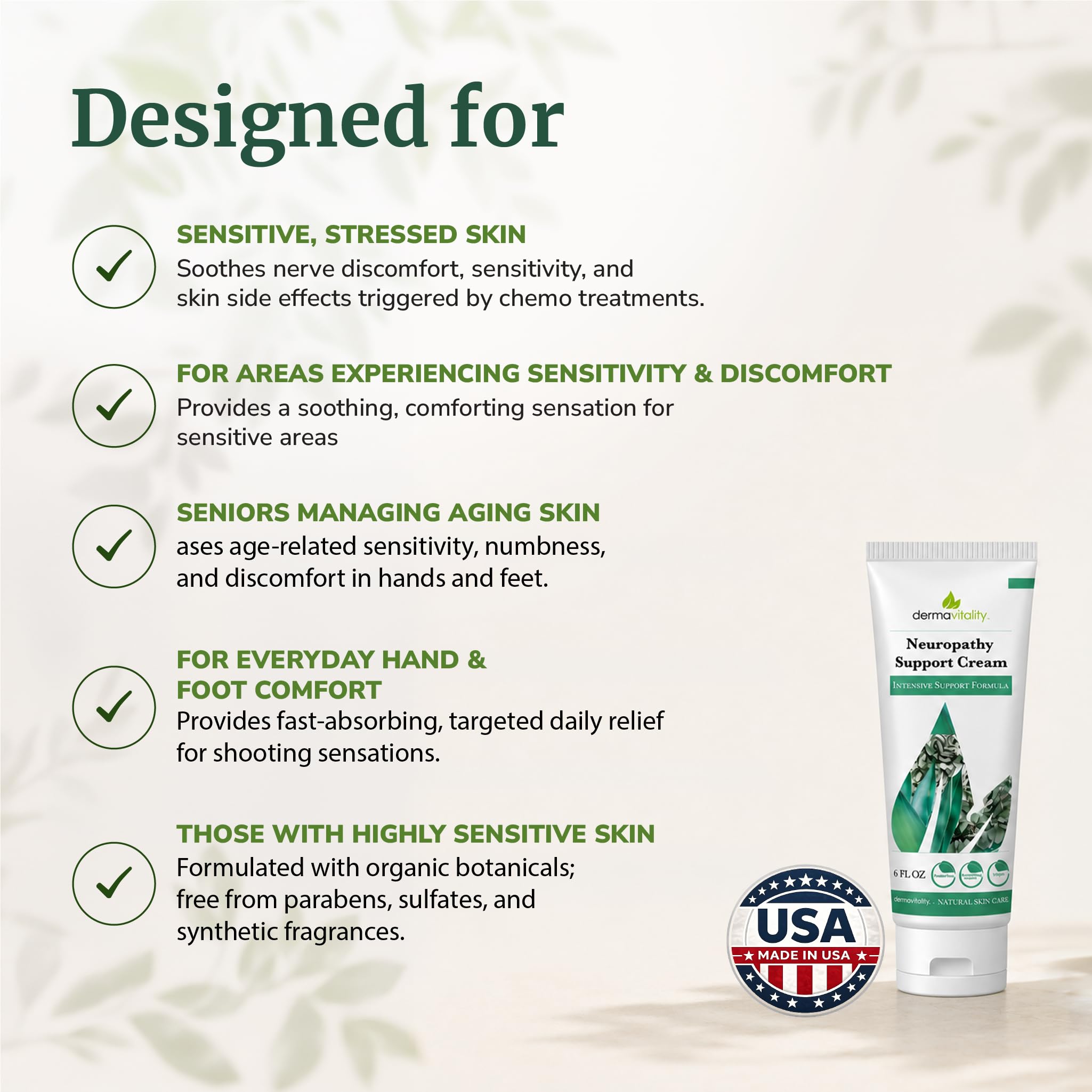 UltimateVitality Neuropathy Support Cream – Natural Organic Cream for Feet, Hands, Legs, Toes includes Arnica, Capsicum Frutescens Fruit Extract, Peppermint a Ginger - 6 Ounces — Amazon image 3