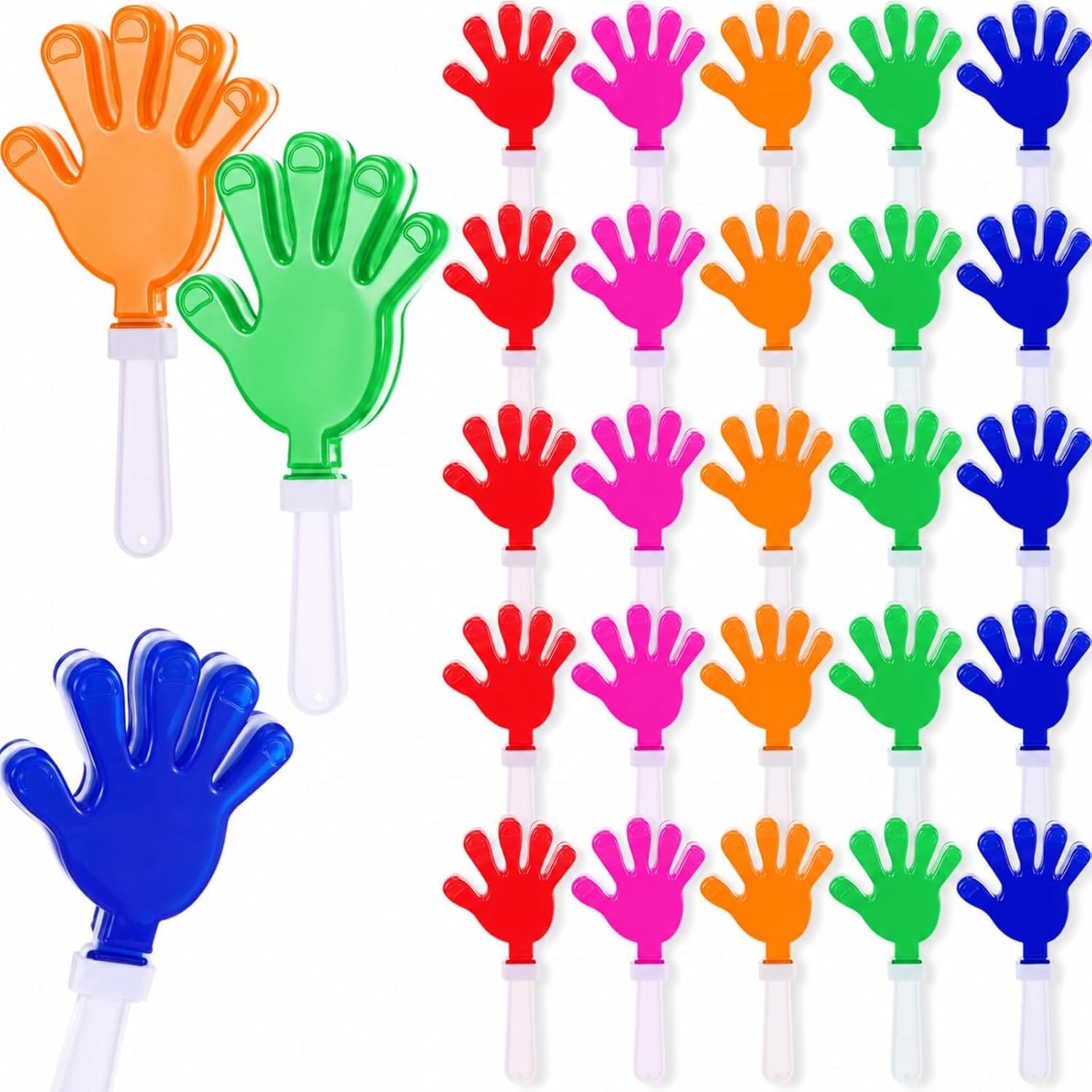 Soulchen 24 Sets Hand Clappers Bulk 7.5 Inch Mini Hand Clappers Noisemakers with See You Later Alligator Cards Summer Toy Gifts for Kids Students Kindergarten Preschool Sport Event