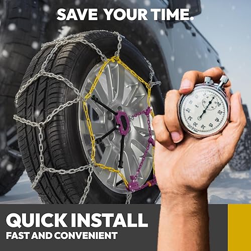 Miniatura 5 de SNOCATENA Cadenas de nieve de ajuste automático para automóvil, ajuste rápido, fácil instalación, cadenas universales reutilizables para neumáticos