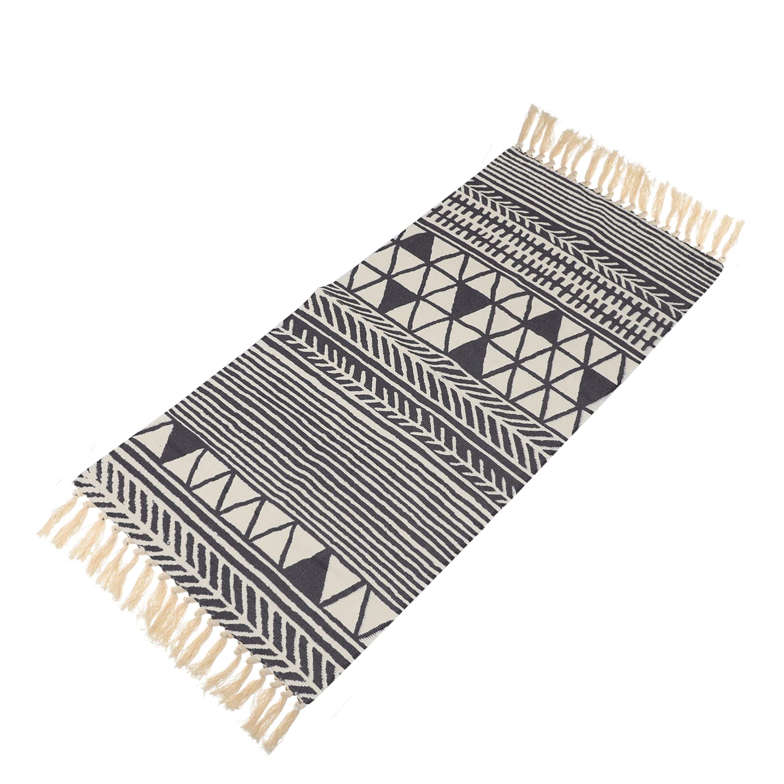Cabilock Jute Teppich mit Ethno Stil Umweltfreundlicher Baumwoll Leinen Teppichboden und Langer Tischläufer für Alltag und Partys zum Schutz der Tischoberfläche