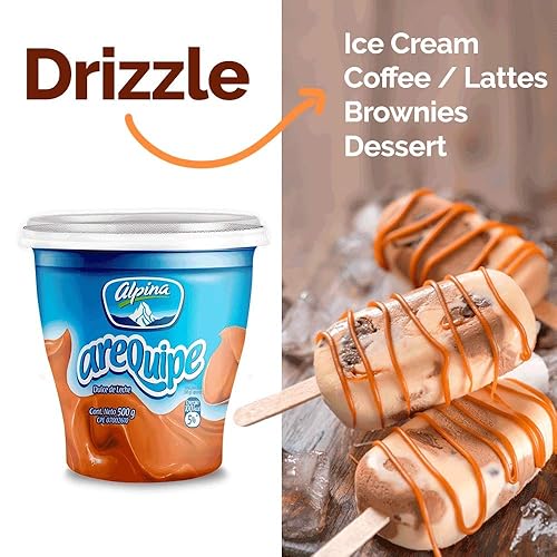 Miniatura 3 de AREQUIPE ALPINA Dulce de Leche - Salsa de caramelo con leche para manzanas y postres - Consistencia cremosa como Cajeta - Ideal para Alfajores,