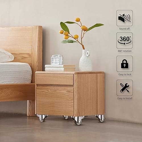 Miniatura 5 de Ruedas de perfil bajo de 1 pulgada para muebles, ruedas pequeñas de goma suave giratoria con placa superior de bloqueo, ruedas de capacidad de carga