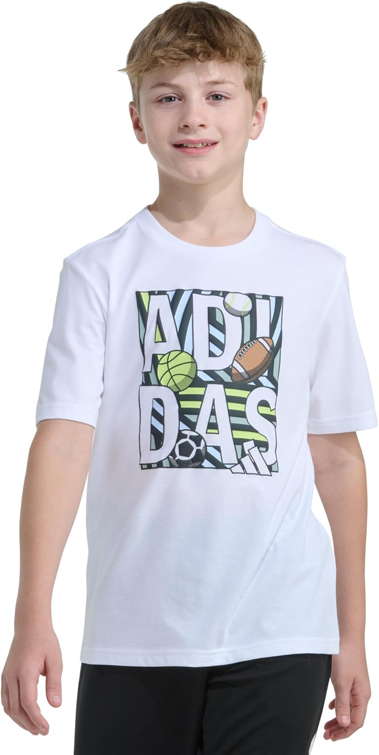 adidas Boys Short Sleeve Sport Graphic Tee Shirt