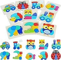 Vista 9 de QZMTOY Rompecabezas de madera para niños pequeños, rompecabezas de madera con números, letras y formas para niños pequeños, rompecabezas