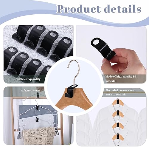 Miniatura 4 de MCPINKY 50 ganchos para colgar ropa, ganchos para colgar ropa, ganchos en cascada para ahorrar espacio, organizador de armario, clips para perchas