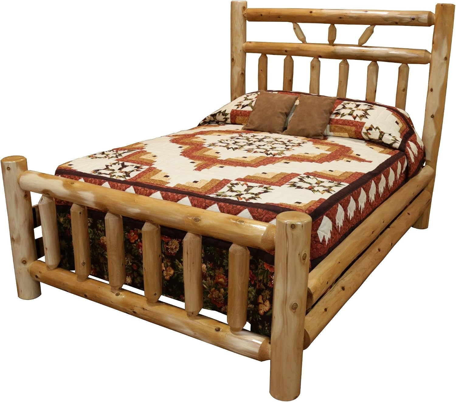 Furniture Barn USA White Cedar Log Twin Wagon Wheel Bed