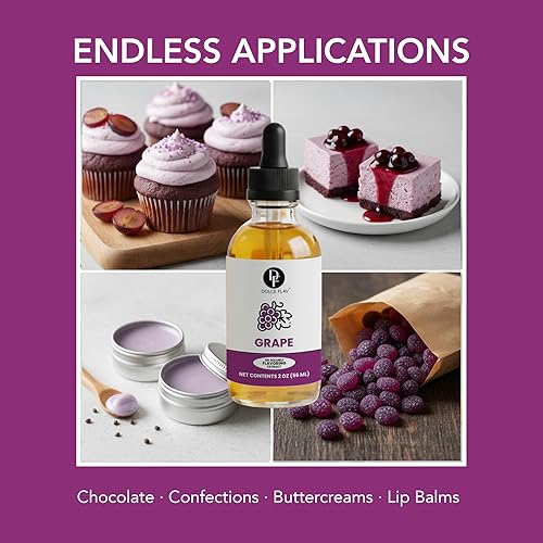 Miniatura 3 de Dolce Flav Extracto de Uva  2 Onzas Soluble en Aceite Kosher, Sin Azúcar, Sabor Concentrado de Fruta para Dulces, Chocolates y Postres, Incluye