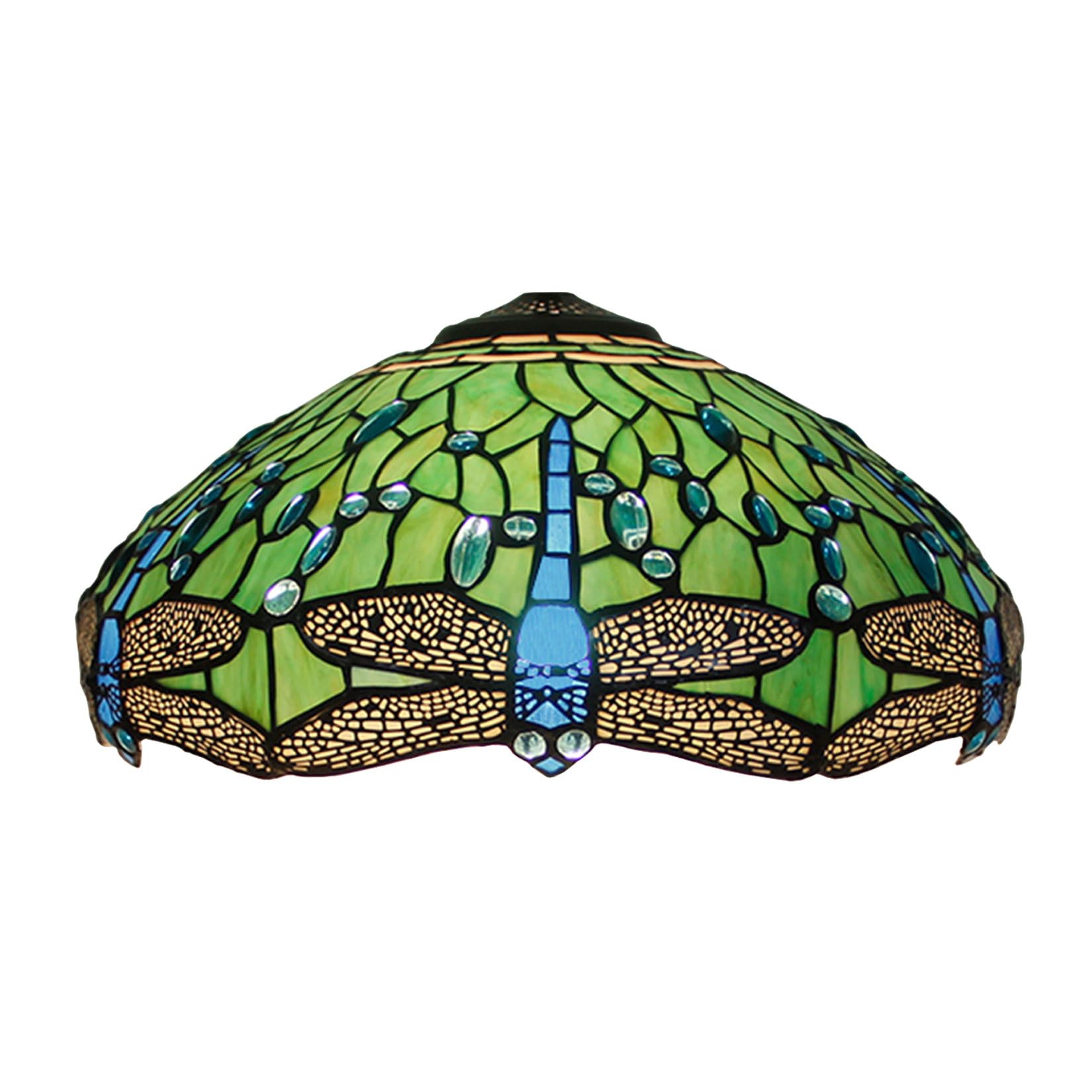 SaryEdge 16 Inch Dragonfly Lampshade Replacement Only Tiffany Style Stained Glass Lamp Shade, Vintage Green Light Cover for Table Lamps Pendant Lamps Floor Lights Ceiling Fixture，，