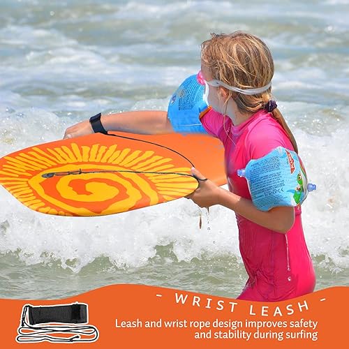 Miniatura 6 de Tablas de cuerpo para playa, 37 pulgadas41 pulgadas ligera con correa de muñeca en espiral para adultos, tabla de surf, tabla de océano, cubierta de