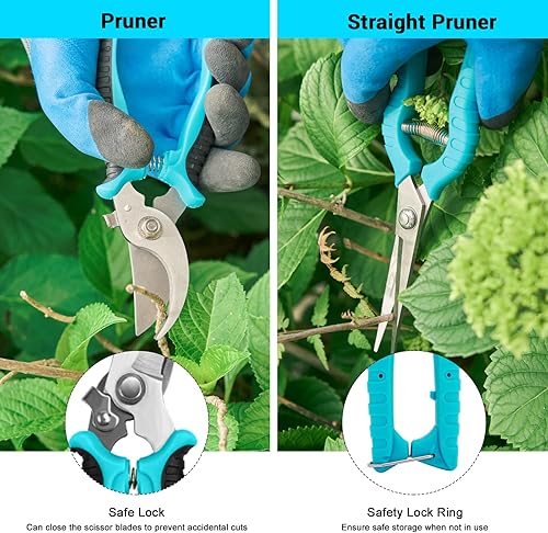 Miniatura 6 de Juego de herramientas de jardín con agarre de goma antideslizante, juegos de herramientas de jardinería de acero inoxidable de 11 piezas, kit de