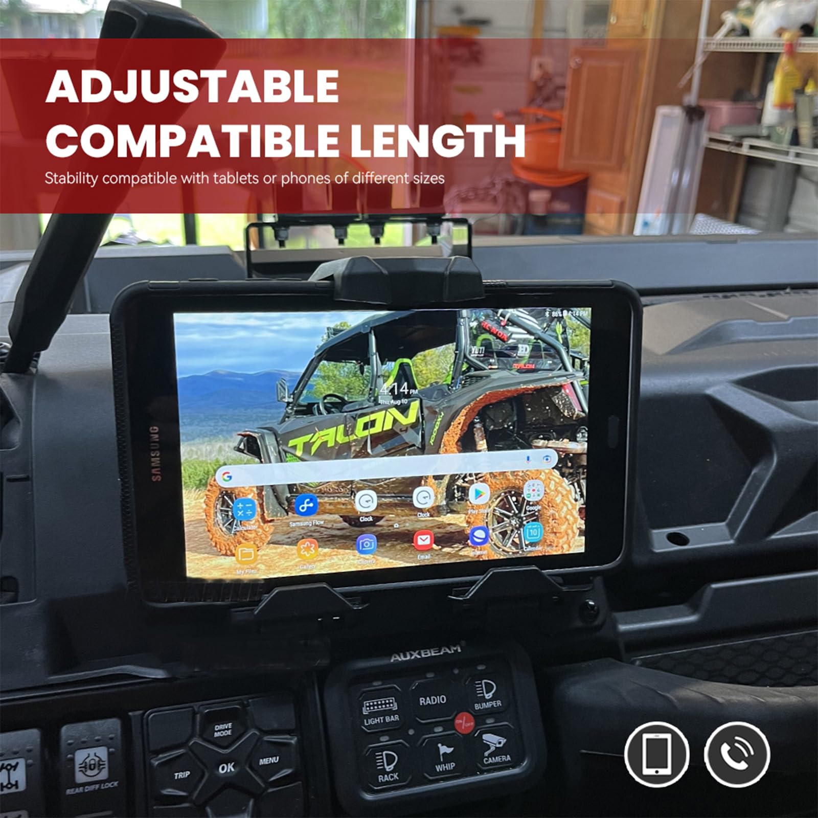 Can Am Defender Hd10 Accessories The Phone Box UTV Phone Holder,5.1 In To 10 In Electronic Device Holder With Utv Gun Holder Can-am Defender Accessories - Foto 12