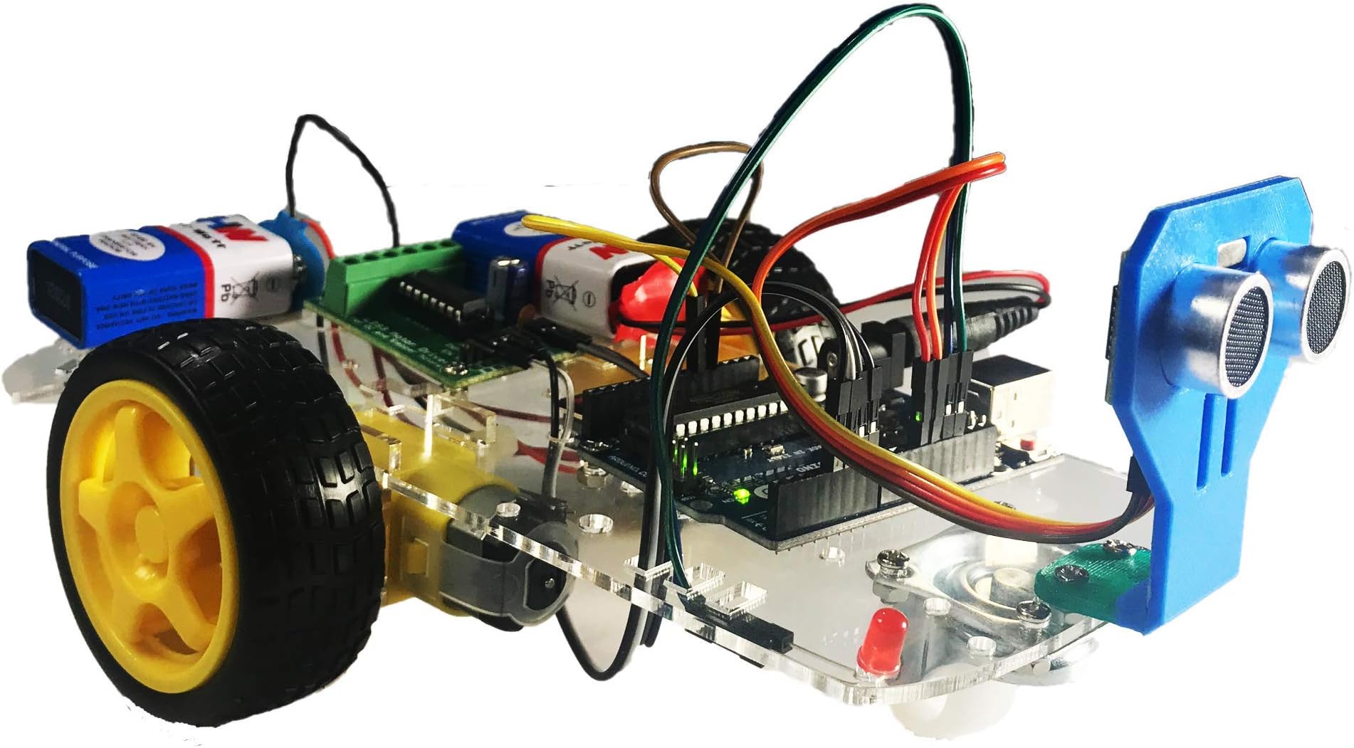 Witkali Obstacle Avoiding Robot using Ultrasonic Sensor (Pre-assembled Project Kit) with tutorials and code(3 wheels)