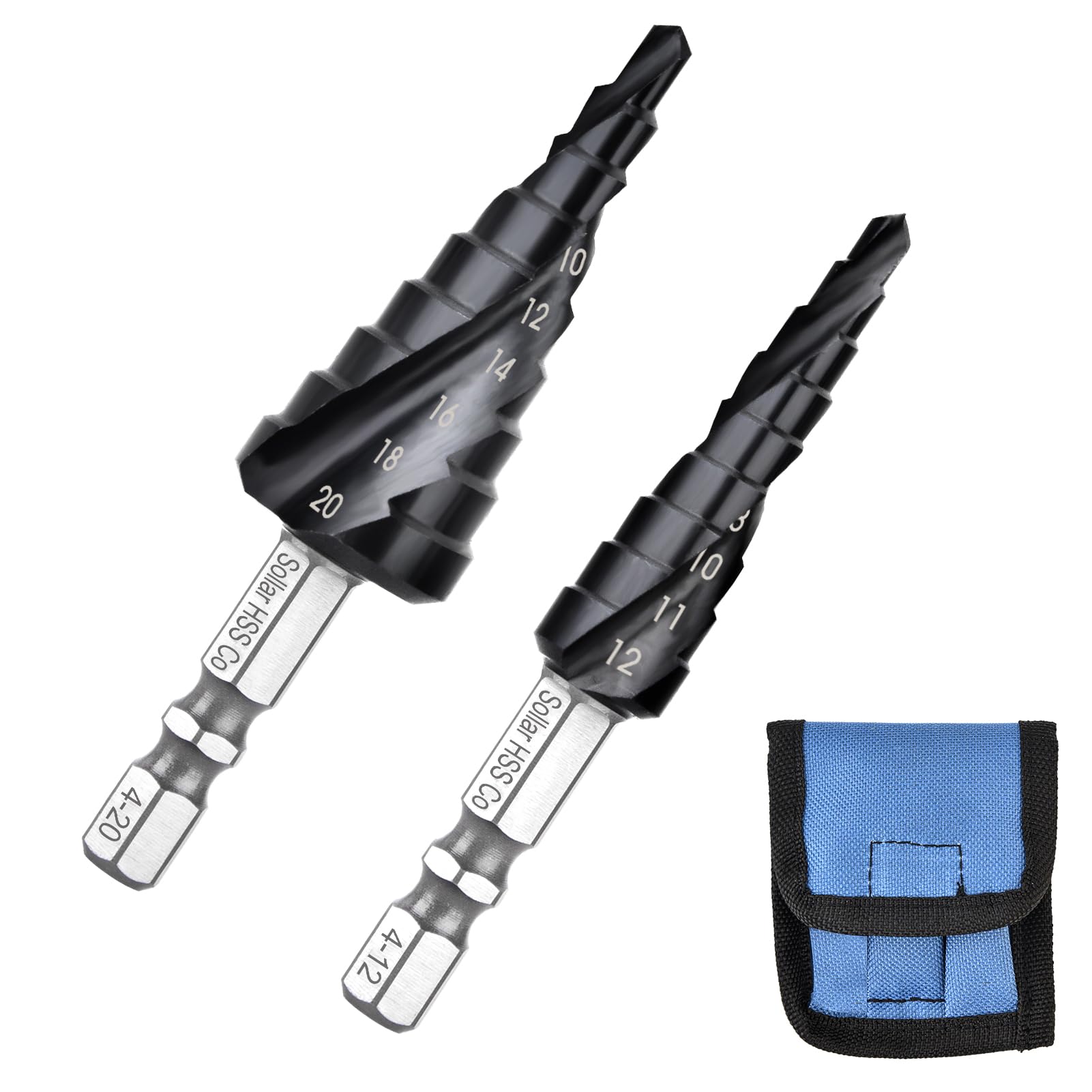 Sollar ステップドリル 2本セット (4-20mm 9段/4-12mm 9段 二枚刃)