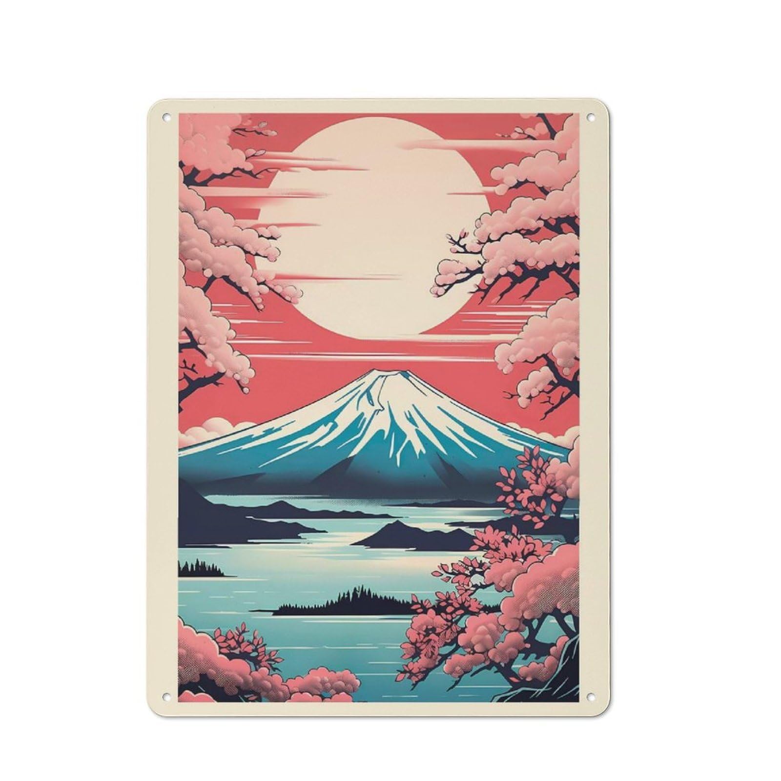 Junmoney Fuji Mountain 3 Tin Sign 40X30cm With For Hallway Wall, Retro Decor, Suited To Hallway Decor Lovers