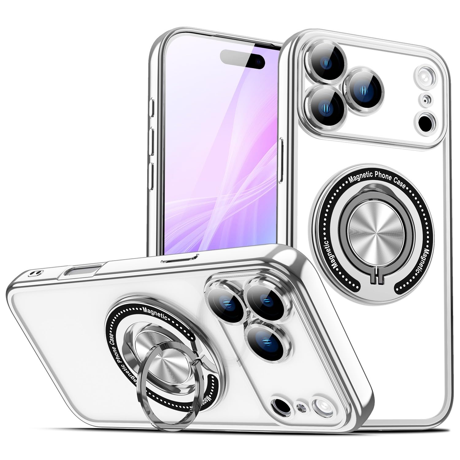 Coque iPhone 15 Pro Max silicone rigide anti-choc anneau magnétique - 8