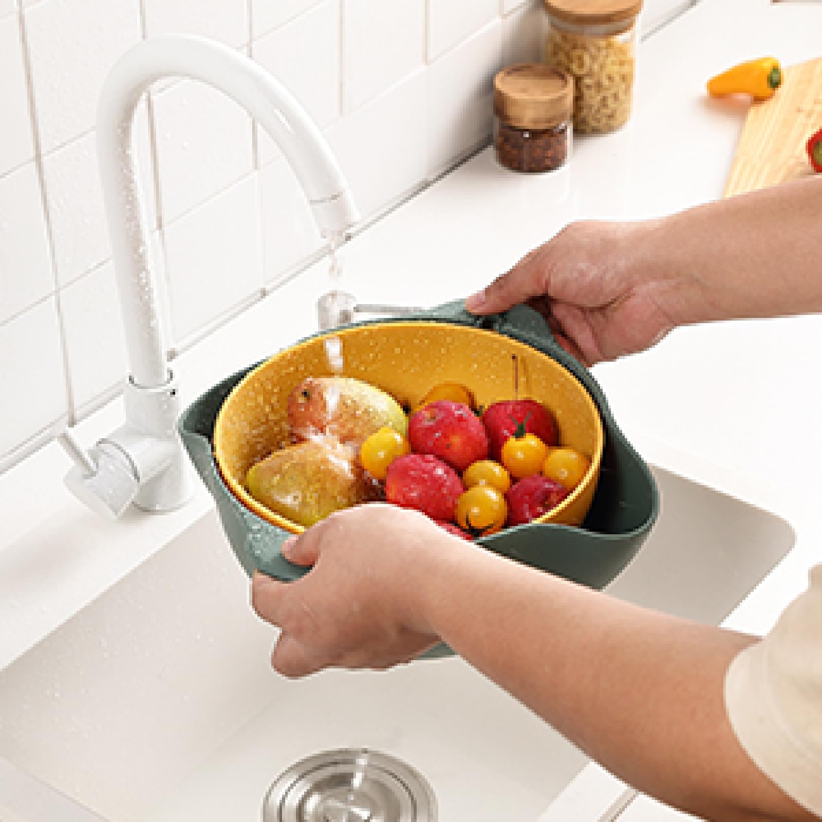 Oliver & Emilia Colino Da Cucina Rotante 2 In 1, In Plastica, Lavabile In Lavastoviglie, Per Pasta Verdure E Riso
