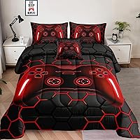 Vista 6 de Juego de ropa de cama de 5 piezas en una bolsa para niños, tamaño individual, juego de edredón gamer para niños, juego de edredón de videojuegos