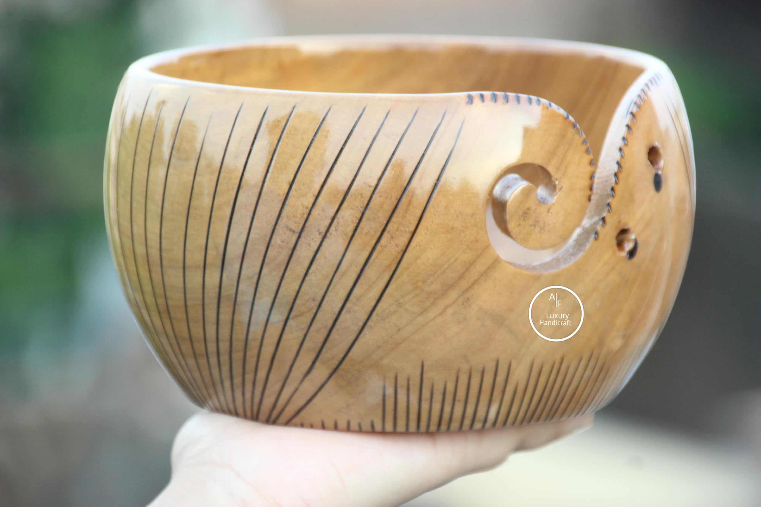 Bol de rangement en bois fait main idéal comme cadeau de tricot
