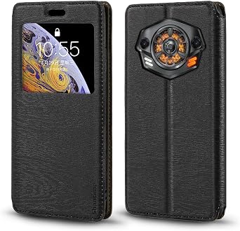 Invisible Magnetic View Window PU Leather Flip Case Compatible with Doogee S Punk, Smart Clear Display Cover with Full Protection