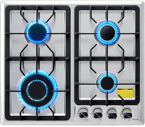 Miniatura 12 de VEVOR Placa de cocina de 30 pulgadas con 5 quemadores, 12250 BTU máx., estufa integrada de acero inoxidable, combustible dual GLP/GN, estufa de gas